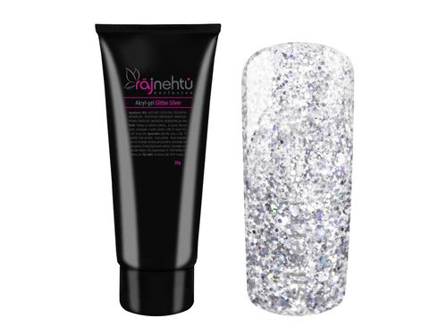 Ráj nehtů Akryl-gel v tubě - Glitter Silver 30g