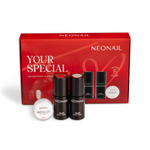 Sada gelových laků Neonail - Trio set s metalickým pudrem