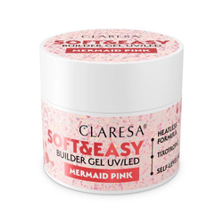 Claresa Soft&Easy Mermaid Pink 12 g - stavební gel na nehty růžový s perletí, samonivelační