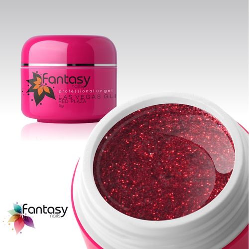 Ráj nehtů Fantasy line Barevný UV gel Fantasy Glitter 5g - Red Plaza