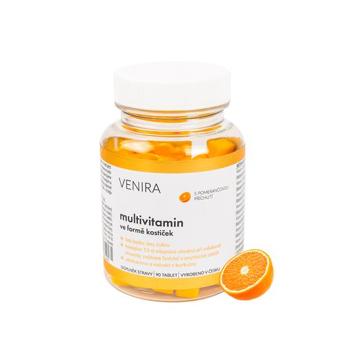 Venira multivitamin ve formě kostiček, 90 tablet, pomeranč