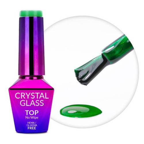 Molly Nails barevný top coat Crystal Glass zelený 10g