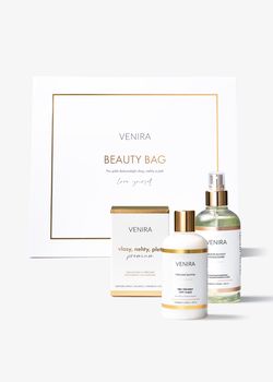 VENIRA beauty bag, PREMIUM kapsle pro vlasy, nehty a pleť + bezoplachový kondicionér + šampon pro všechny typy vlasů