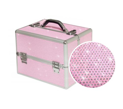 Ráj nehtů Kosmetický kufřík TRIO - glitter, růžový