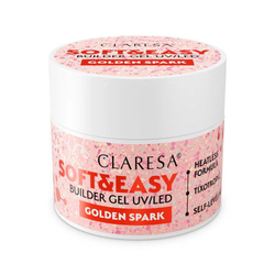 Claresa Soft&Easy Golden Spark 12 g - samonivelační gelový zlatý třpytek pro stavbu nehtů