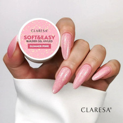 CLARESA STAVEBNÍ GEL NA NEHTY SOFT&EASY GLIMMER PINK 45G