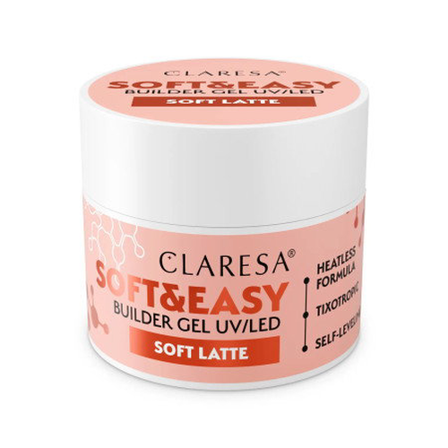 Claresa Soft&Easy Soft Latte 12 g - stavební gel na nehty nude béžový, samonivelační