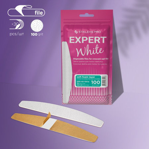 Jednorázové pilníky Staleks Expert DFE-40-100 bílé