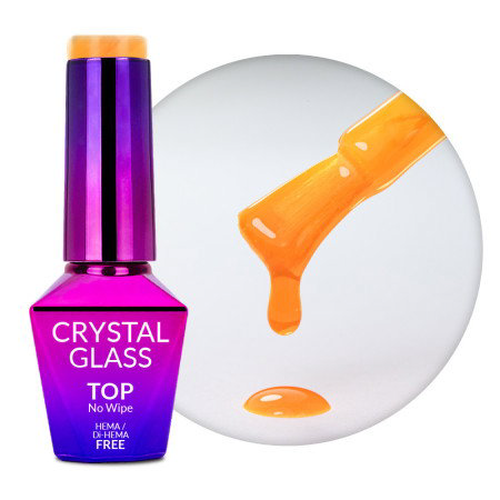 Molly Nails barevný top coat Crystal Glass oranžový 10g