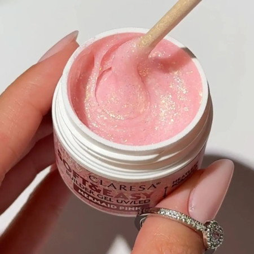 Claresa Soft&Easy Mermaid Pink 45 g - stavební gel na nehty růžový s perletí, samovyrovnávací