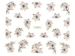 Samolepky na nehty - růžovo-stříbrný květ