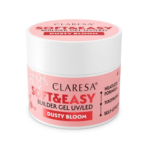Claresa Soft&Easy Dusty Bloom 12 g - stavební gel na nehty růžový, samonivelační
