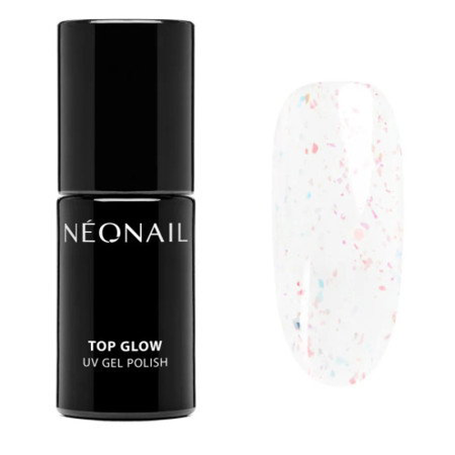NeoNail Top Glow Shiny Flakes 7,2 ml - průhledný top se třpytkami