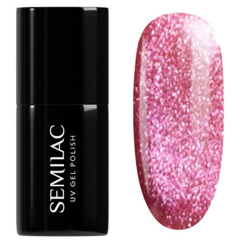 Semilac gel lak 795 Magnetic Raspberry 7 ml - malinově červený Cat Eye Flash efekt