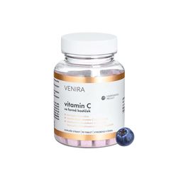 Venira vitamin C ve formě kostiček, 90 tablet, borůvka