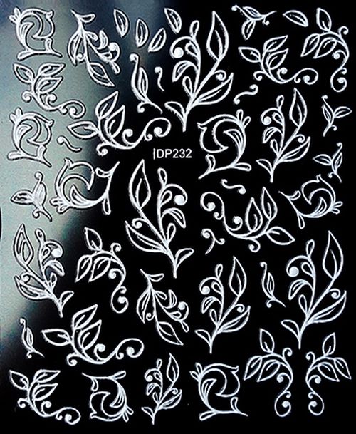 Samolepky na nehty 3D - Floral design bílé DP232