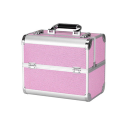 Elegantní růžový kosmetický kufrík 44 se zámkem