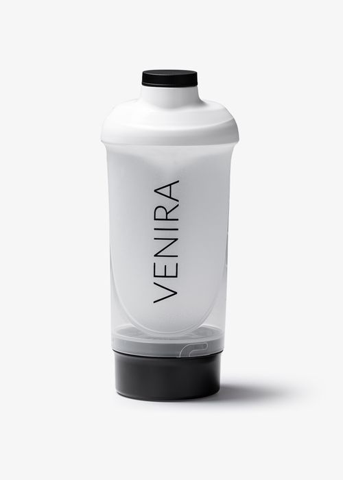 VENIRA shaker se zásobníkem, bílo-černý, 500 ml + 150 ml